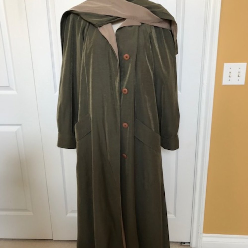 Full Length Two-Tone Silk Look Raincoat